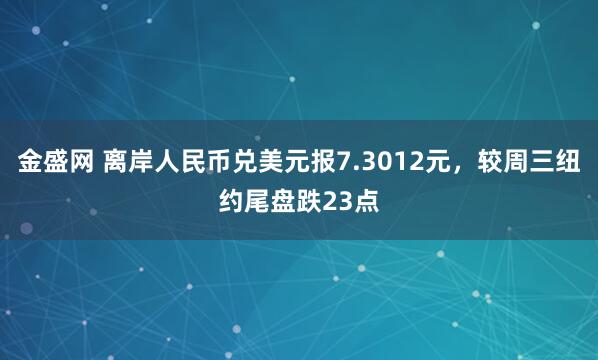 金盛网 离岸人民币兑美元报7.3012元，较周三纽约尾盘跌23点